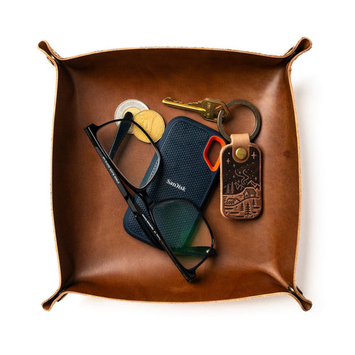 Leather Valet Tray - Natural Popov Leather